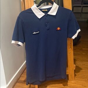 Ellesse Polo Shirt in Navy with White Accents